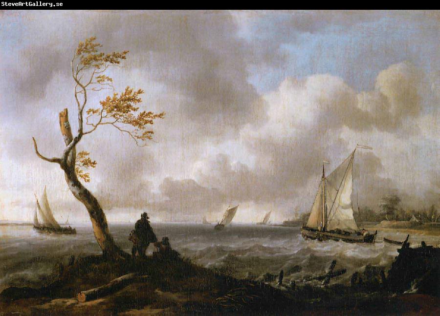 Ludolf Bakhuizen Fishing Boats and Coasting Vessel in Rough Weather